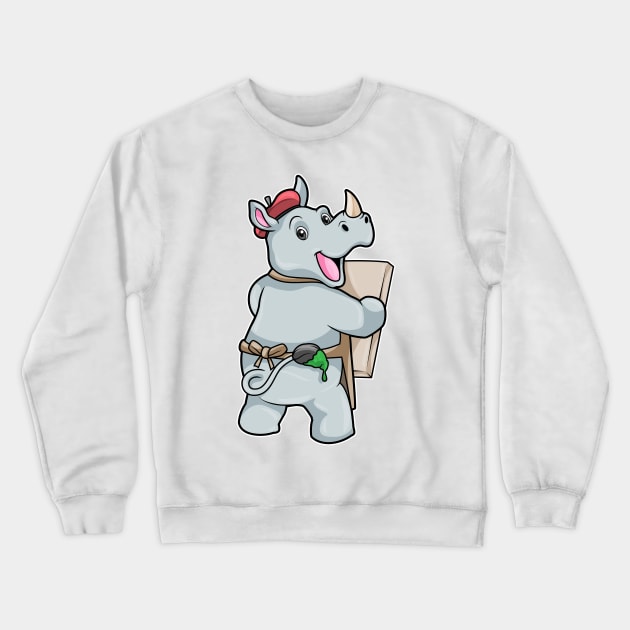 Rhino at Painting with Colours Crewneck Sweatshirt by Markus Schnabel